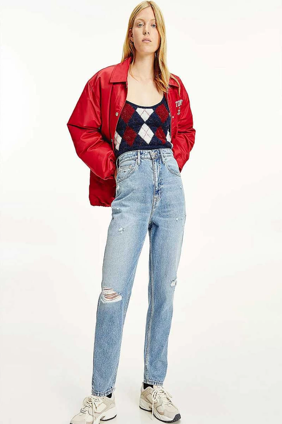 Tommy Hilfiger Women's Light Wash Mom Jeans High Waisted Denim Pants
