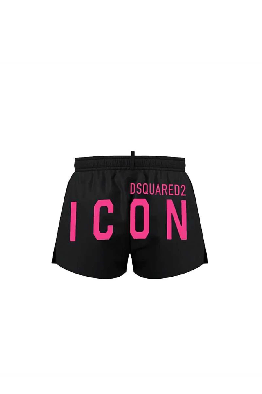 Dsquared2 Kids Icon Sw Boxer Brief Costume in Black & Fuchsia - DQ1708-D00QK for Children