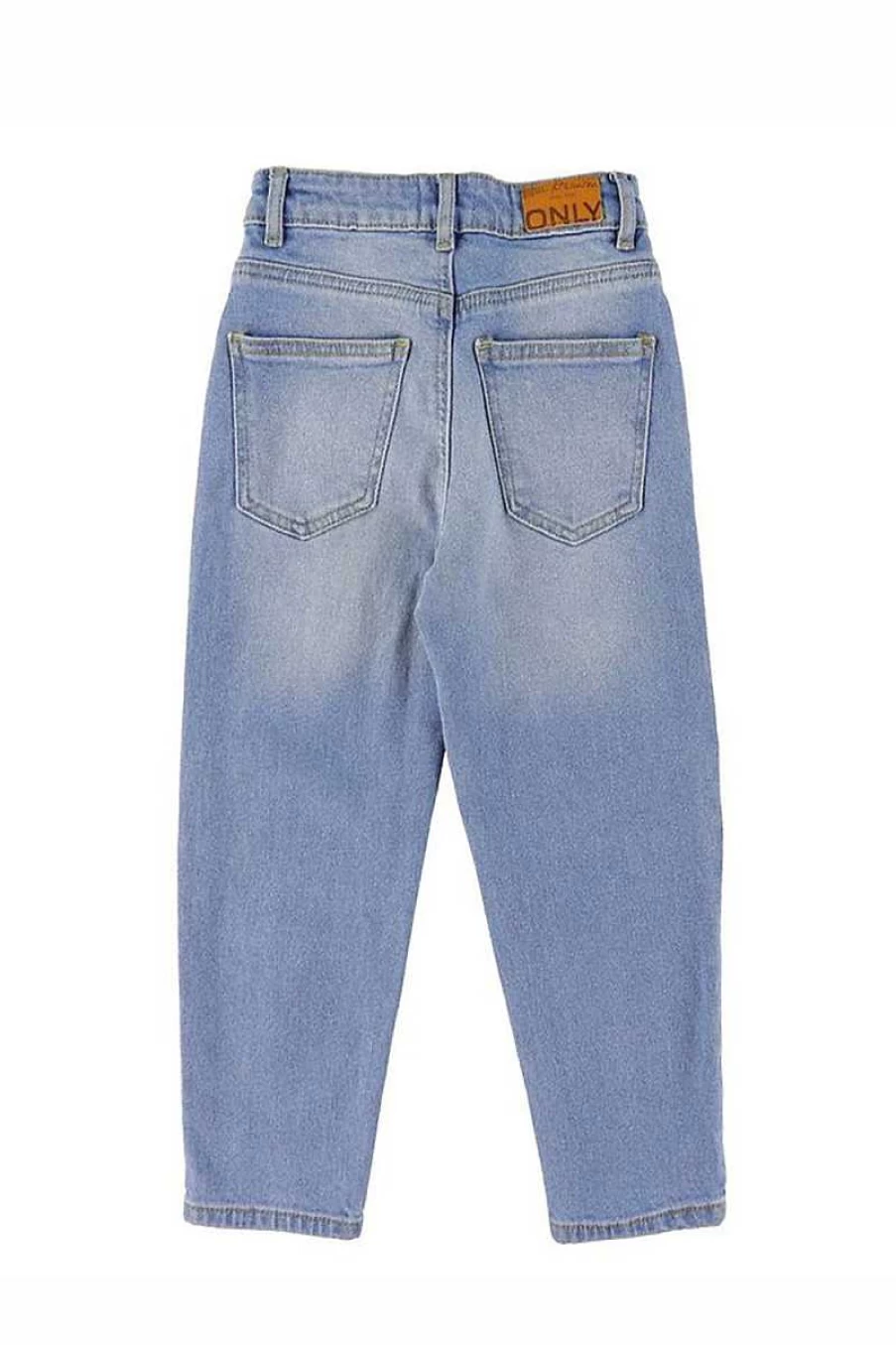 "ONLY Girl's Mom Fit Jeans in Light Blue Denim | Stylish & Comfortable"