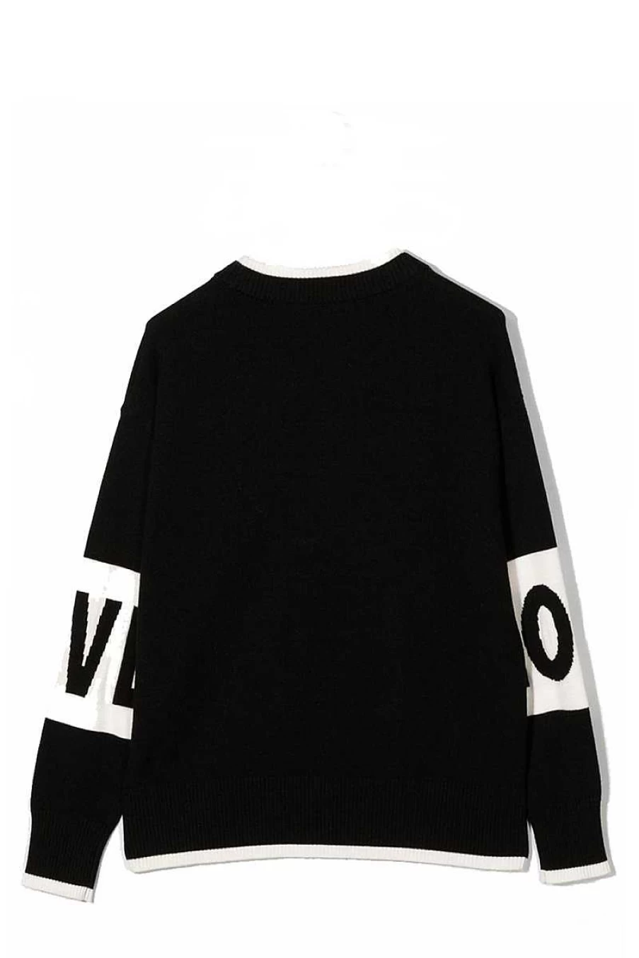 "Patrizia Pepe Girls' White and Black Logo Sweater - Style K058"